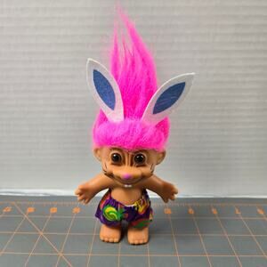 Vintage Russ Easter Bunny Ears and Tail Troll Pink Hair